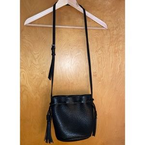 Free People black leather cinch purse